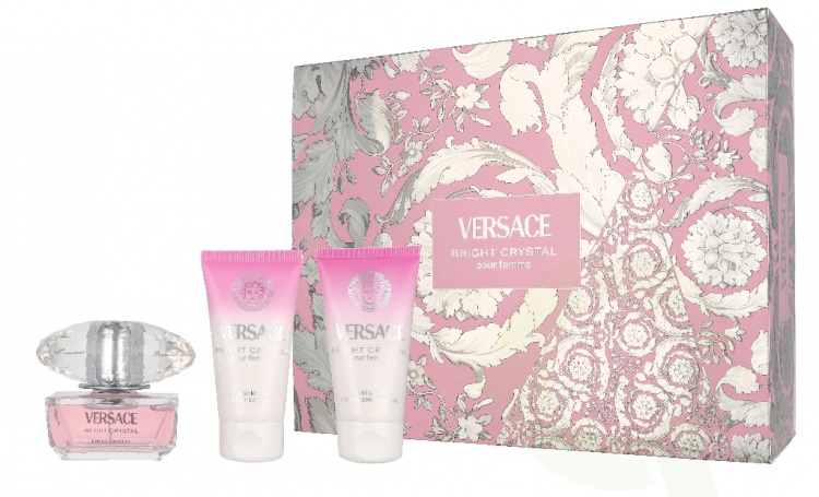 Versace Bright Crystal Giftset 150 ml Edt Spray 50ml/Bath & Shower Gel 50ml/Body Lotion 50ml
