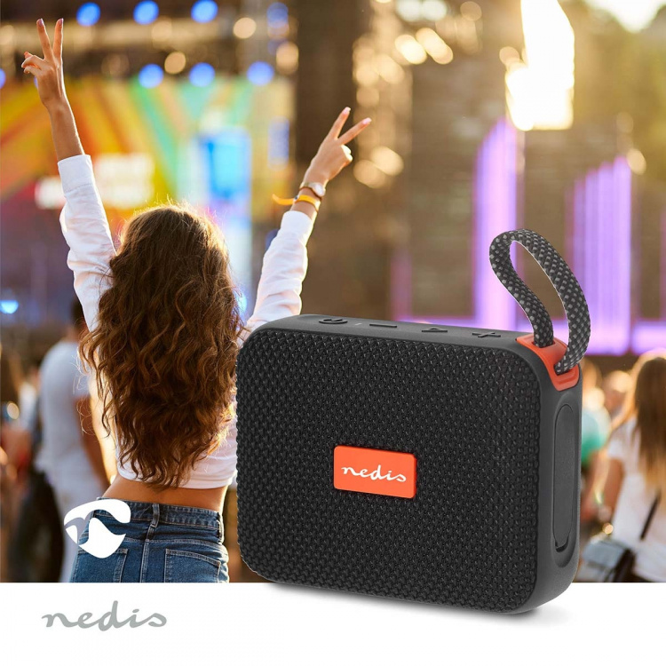 Nedis Bluetooth® Kaiutin | 360 min | Kannettava muotoilu | 10 W | Mono | Etusivu / Portable / Ulkokäyttöinen | Musta / Oranssi