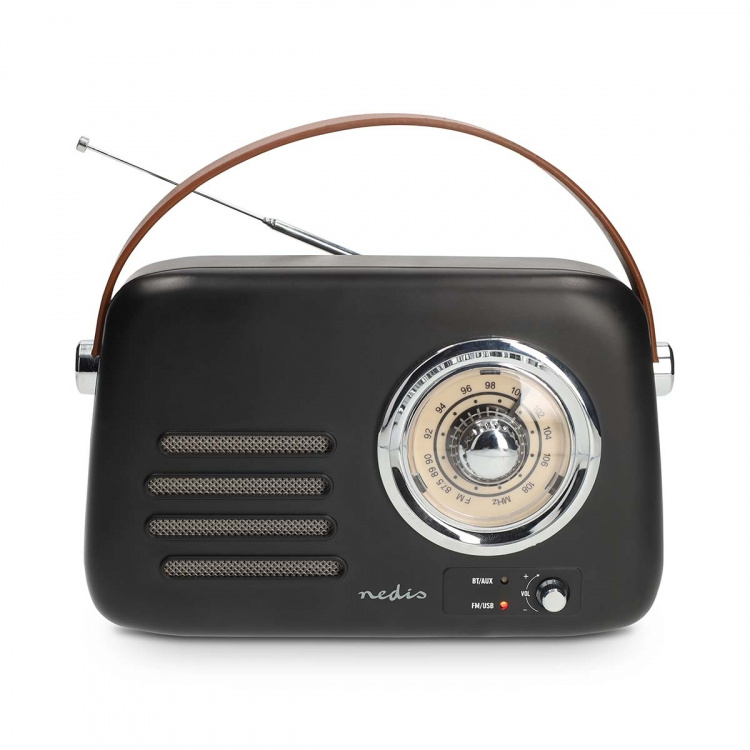Nedis FM-radio | Kannettava malli | Bluetooth® / FM | Akkukäyttöinen / USB Virta | Analoginen | 10 W | Bluetooth® | Musta