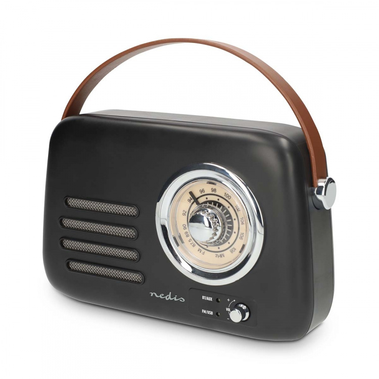 Nedis FM-radio | Kannettava malli | Bluetooth® / FM | Akkukäyttöinen / USB Virta | Analoginen | 10 W | Bluetooth® | Musta