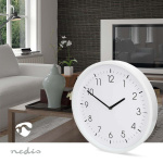 Nedis Seinäkello | Halkaisija: 360 mm | ABS-Muovi | Hiljainen liike | Valkoinen
