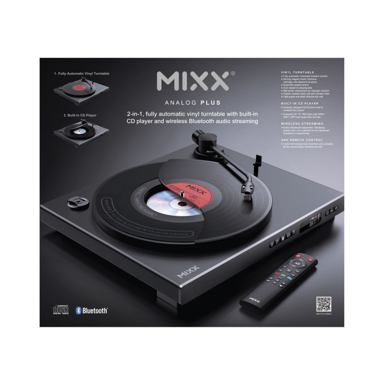 MIXX Vinyyli ja CD Soitin Analog Plus 2-in-1 Musta