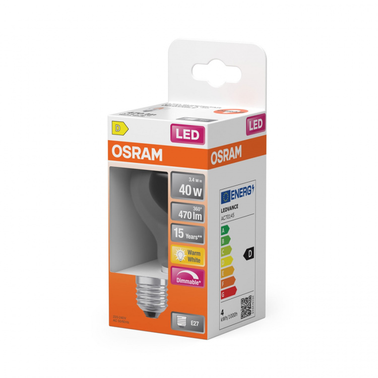 Osram Lamppu LED Retrofit Classic A Dim 3,4W 827 Clear E27