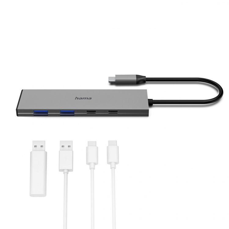 Hama USB-C Hub USB 3.2 Gen2 2xUSB-C + 2xUSB-A 10 Gbit/S PD Alumiini