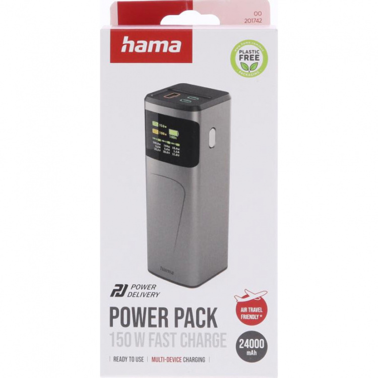 Hama Virtapankki 24000mah 2xUSB-C 1xUSB-A 150W Nopea Lataus
