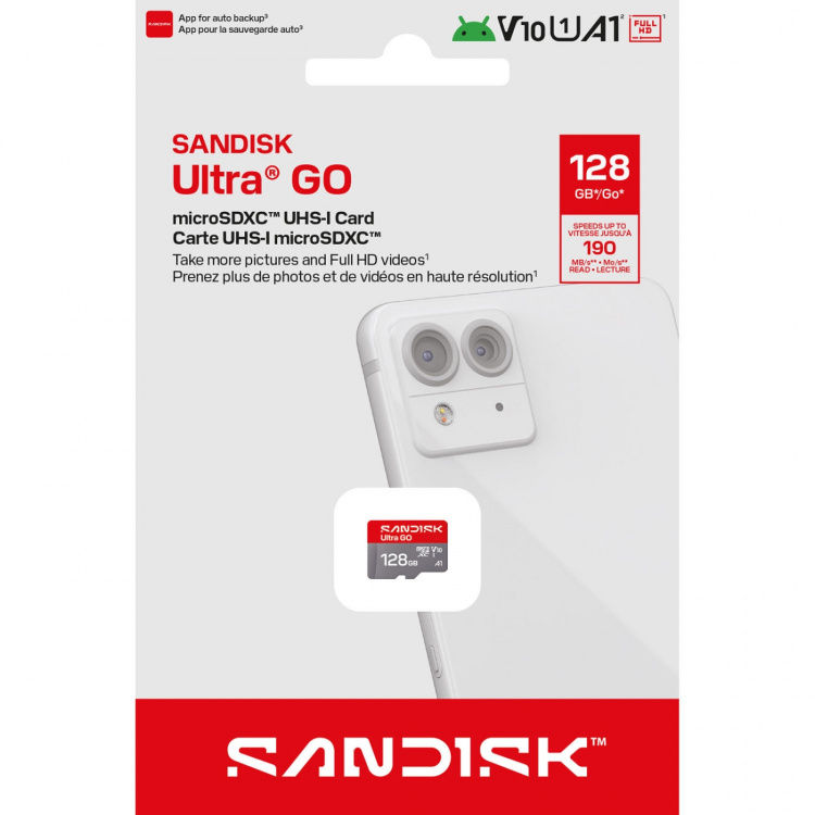 SanDisk MicroSD Ultra GO 128GB 190MB/s C10 UHS U1 A1