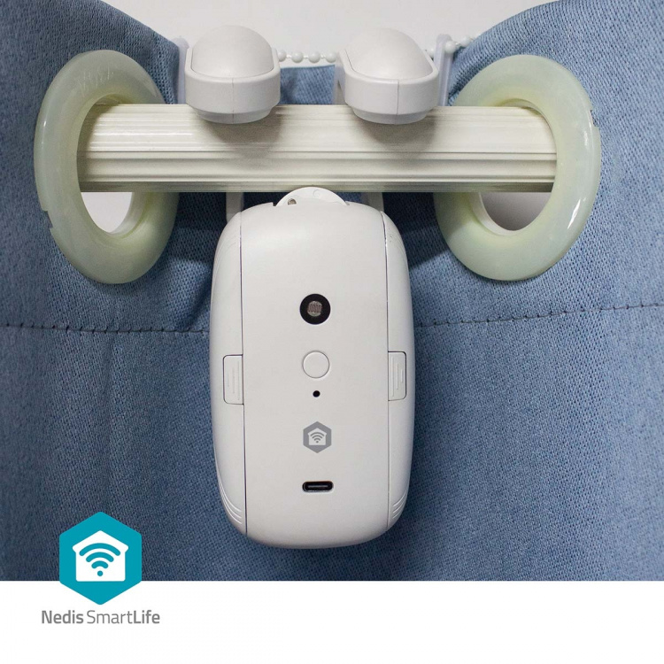 Nedis SmartLife Verho Robotti | I-Kisko / Sauvakisko / U-Kisko | Verhot | Paristokäyttöinen / USB Virta | 4000 mAh | Bluetooth® | Valkoinen