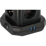 Brennenstuhl Power strip -torni, jossa on 8 power strippiä 45°-kokoonpanossa (2x USB A & 1x USB C Power Delivery, 2 m kaapelilla, kaksinapaisella kytkimellä)