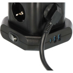 Brennenstuhl Power strip -torni, jossa on 8 power strippiä 45°-kokoonpanossa (2x USB A & 1x USB C Power Delivery, 2 m kaapelilla, kaksinapaisella kytkimellä)