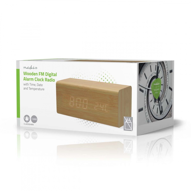 Nedis Digitaalinen Kelloradio | LED | USB-C™ Female | FM | Torkkutoiminto | Uniajastus | Hälytysten lukumäärä: 2 | Ruskea