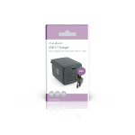 Nedis Seinälaturi | Sisäänvedettävällä kaapelilla | 30 W | GaN | PD3.0 30W | 1.5 / 2.0 / 2.5 / 3.0 A | Lähtöliitäntöjen määrä: 1 | USB-C™ | USB-C™ sisäänvedettävä kaapeli | 0.75 m | Automaattinen Jännitteen Valinta | Musta