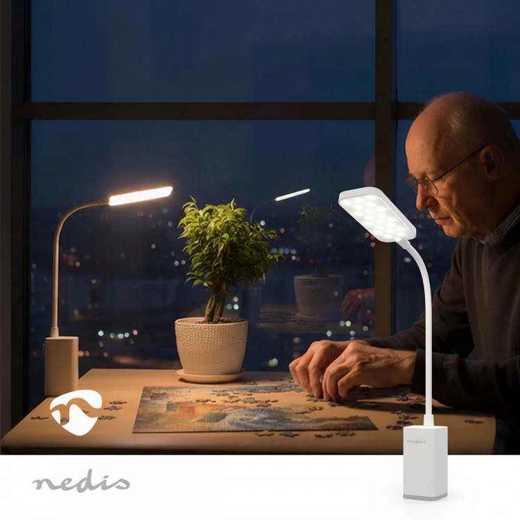 Nedis LED Pyötälamppu | Himmennettävä | 1 Valotila | 90 lm | Ladattava | Hipaisukytkin | Valkoinen