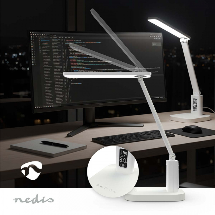 Nedis LED Pyötälamppu | Himmennettävä | 3 Valaisutapaa | 220 lm | Ladattava | Himmennin | Valkoinen