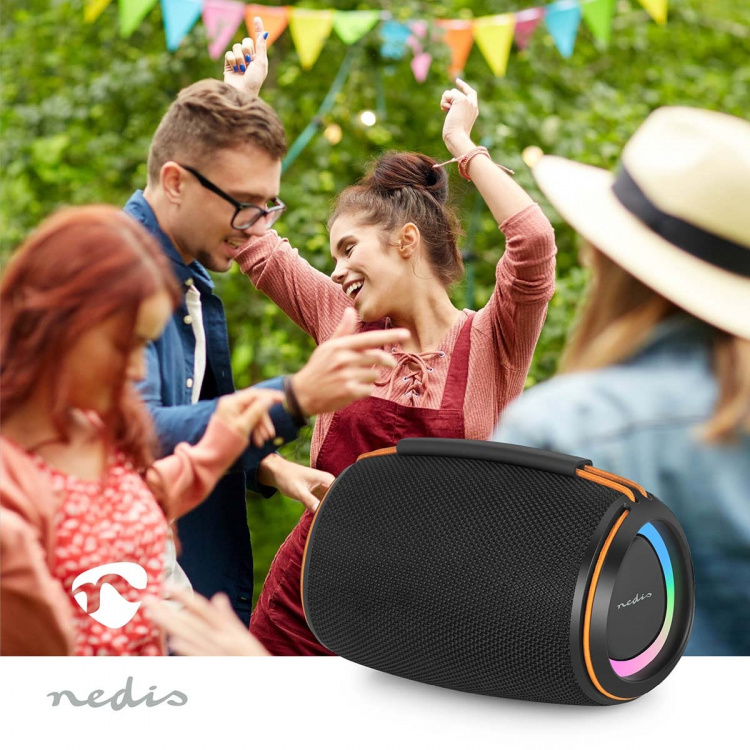 Nedis Bluetooth® Kaiutin | 360 min | Kannettava muotoilu | 40 W | Mono | Etusivu / Portable / Ulkokäyttöinen | Linkitettävä | Musta / Oranssi