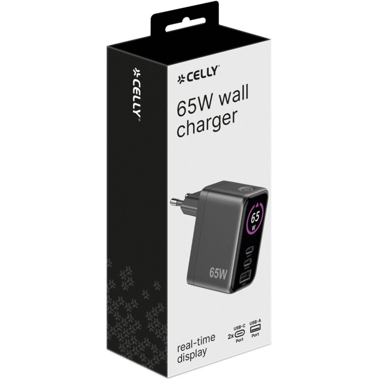 Celly Laddare 65W PD/QC med display