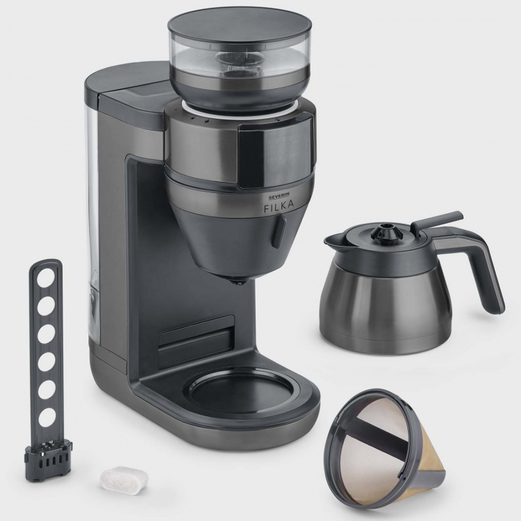Severin Helautomatisk filterkaffebryggare FILKA 2.0 med termoskanna KA 4855 Dark Inox