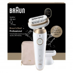 Braun Epilator Silk·épil 9 Flex Wet & Dry, Långvarigt Slät Hud, 9-030 3D, Guld