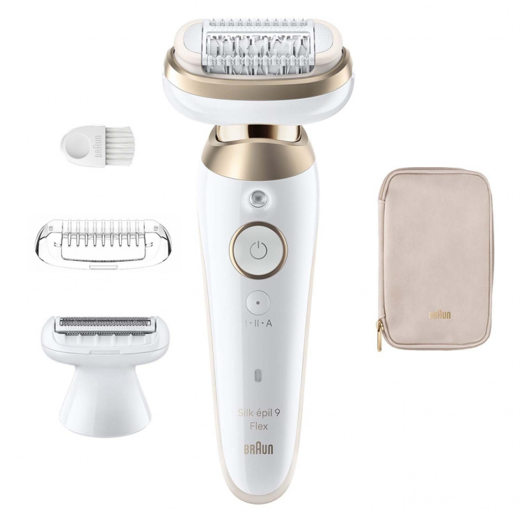 Braun Epilator Silk·épil 9 Flex Wet & Dry, Långvarigt Slät Hud, 9-030 3D, Guld