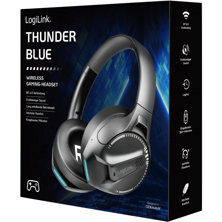 LogiLink Gamingheadset Trådlöst Bluetooth 6.0 Svart