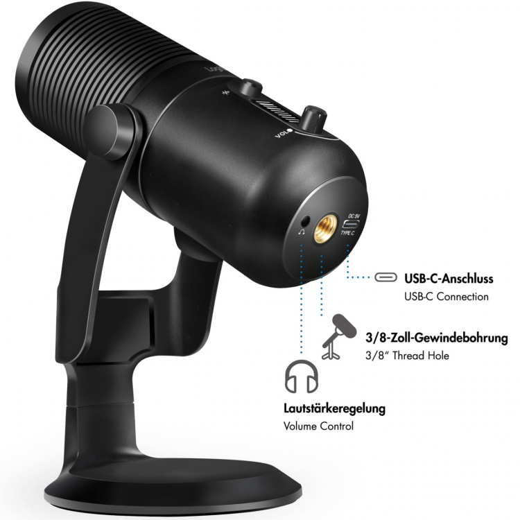 LogiLink Mikrofon USB Riktad/Rundstrålande NRC RGB Svart