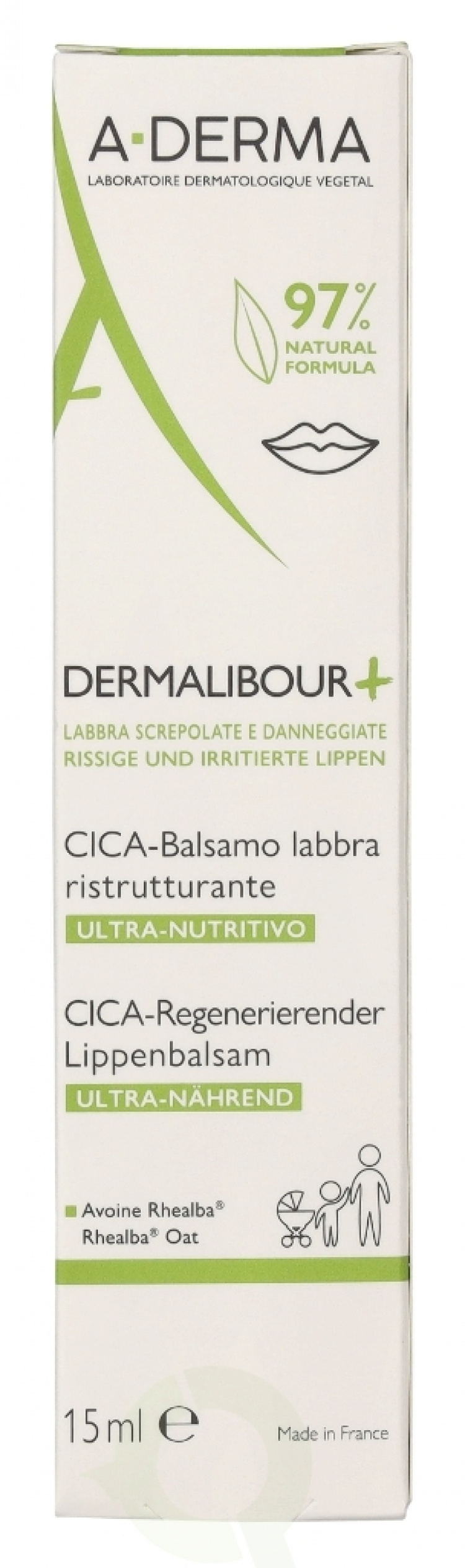 A-Derma Dermalibour+ Repairing Cica-Lip Balm 15 ml