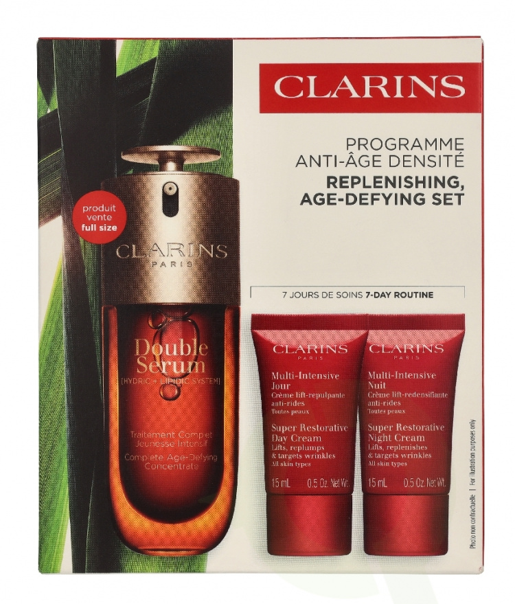Clarins Replenishing Age-Defying Set 83 ml Serum 50ml/Day Cream 15ml/Night Cream 15ml/Eye gel 3ml