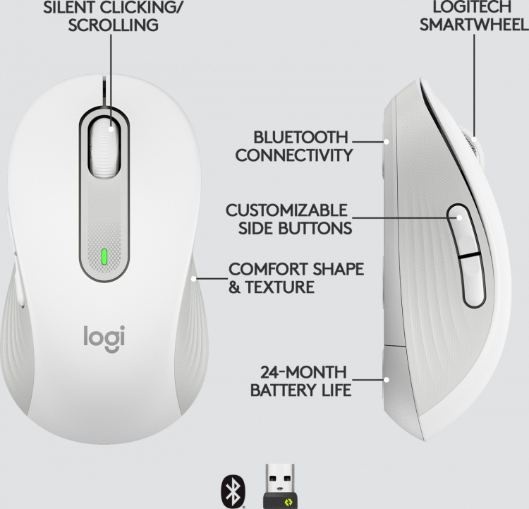 Logitech Signature M650 -langaton hiiri, valkoinen