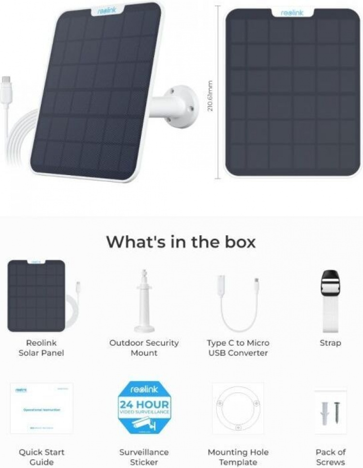 Reolink Solar 2 -aurinkopaneeli Reolinkin kameroille, valkoinen