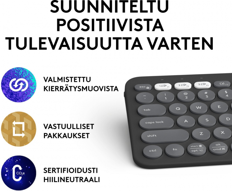 Logitech Pebble Keys 2 K380s -näppäimistö, harmaa