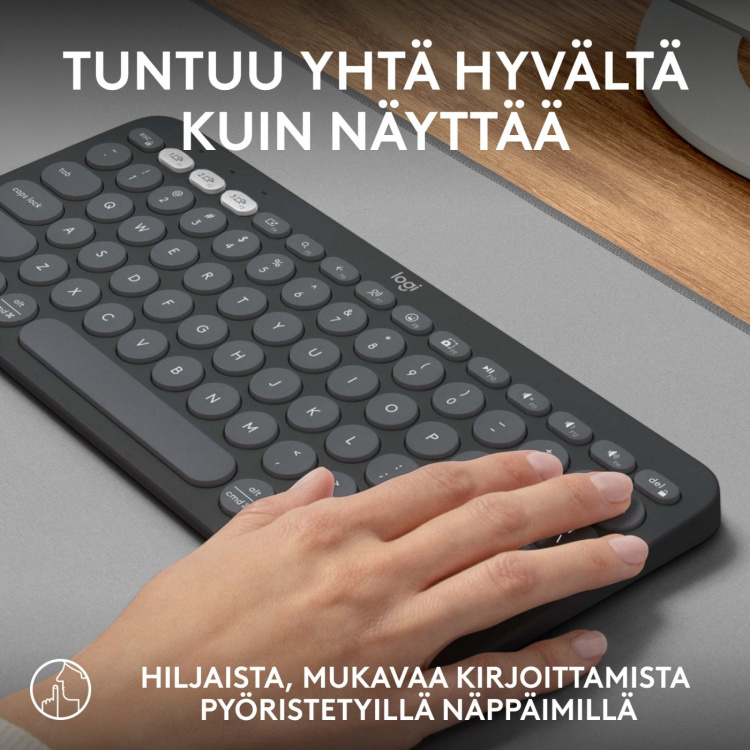 Logitech Pebble Keys 2 K380s -näppäimistö, harmaa
