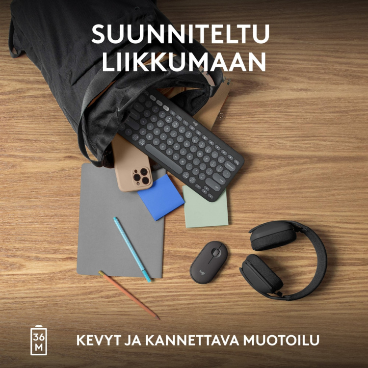 Logitech Pebble Keys 2 K380s -näppäimistö, harmaa