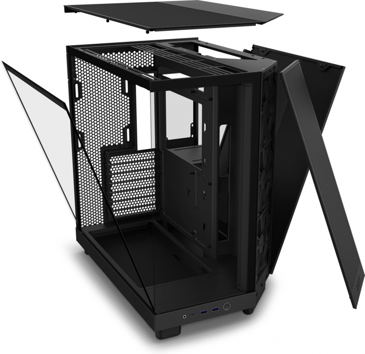 NZXT H6 Flow ATX-kotelo panoraamaikkunalla, musta