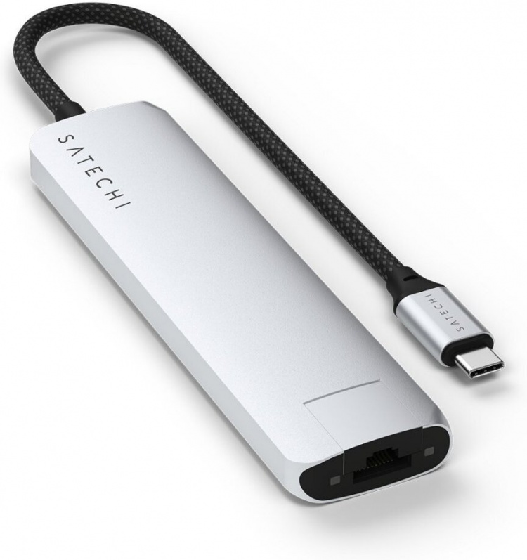 Satechi 7-in-1 USB-C Slim Multiport -adapteri Ethernetillä, hopea