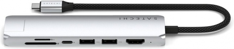 Satechi 7-in-1 USB-C Slim Multiport -adapteri Ethernetillä, hopea