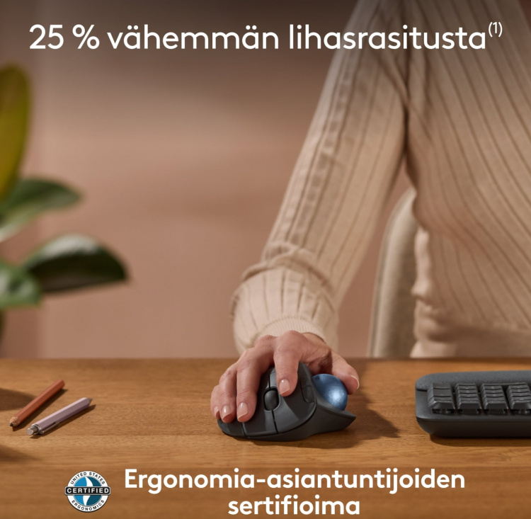 Logitech Ergo M575S -pallohiiri, grafiitti