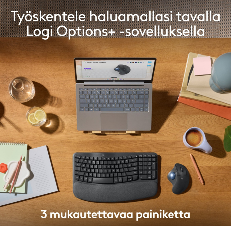 Logitech Ergo M575S -pallohiiri, grafiitti