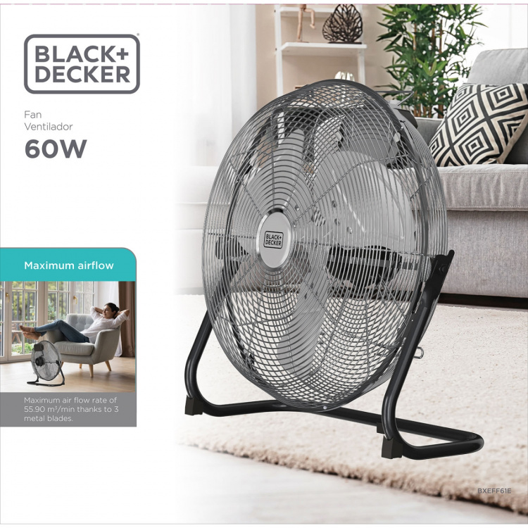 BLACK+DECKER Lattiatuuletin 60W Musta