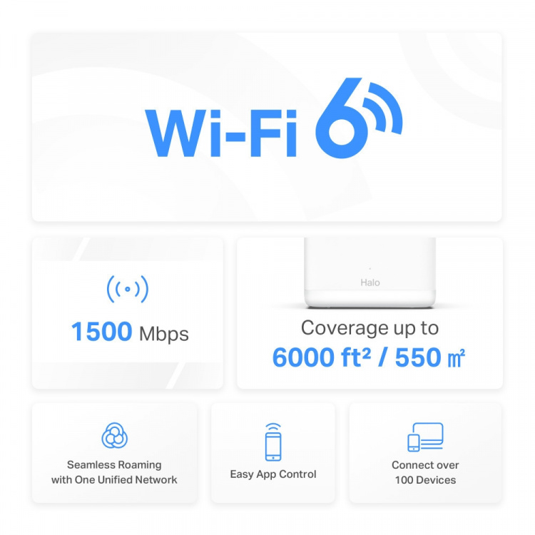 Mercusys Halo H60X WiFi 6 -Mesh-järjestelmä, 3-pack