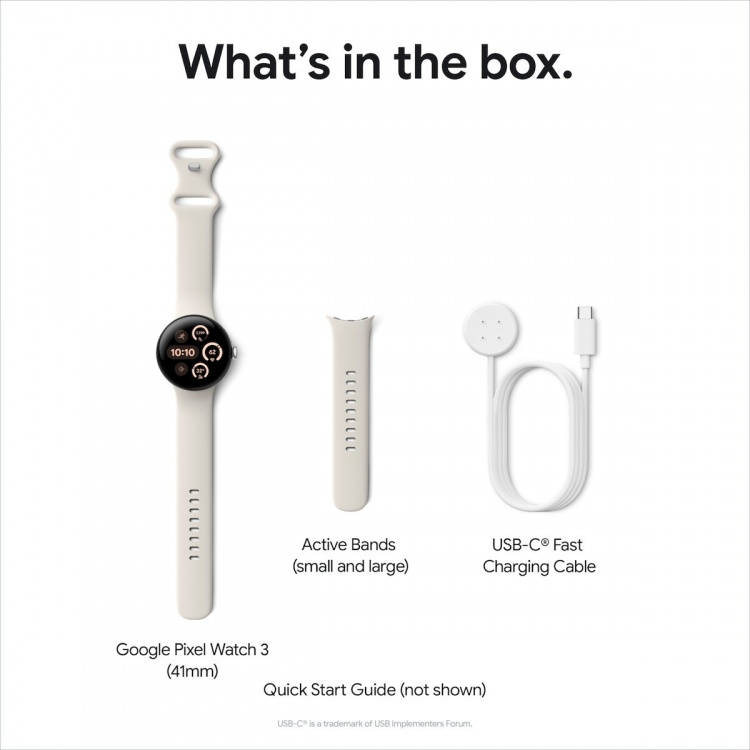 Google Pixel Watch 3 WiFi -älykello, 41 mm, Porcelain / Polished Silver
