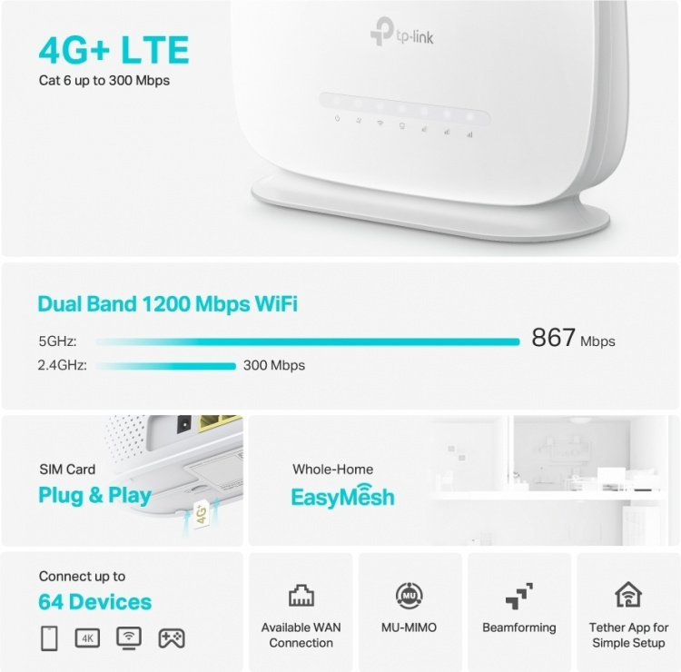 TP-Link Archer MR505 4G+ LTE-modeemi ja WiFi-tukiasema