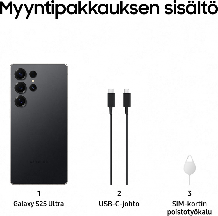 Samsung Galaxy S25 Ultra 5G puhelin, 256/12 Gt, Titanium Black