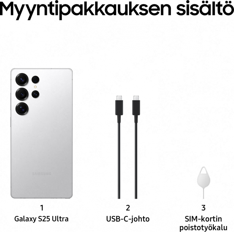 Samsung Galaxy S25 Ultra 5G puhelin, 512/12 Gt, Titanium Whitesilver