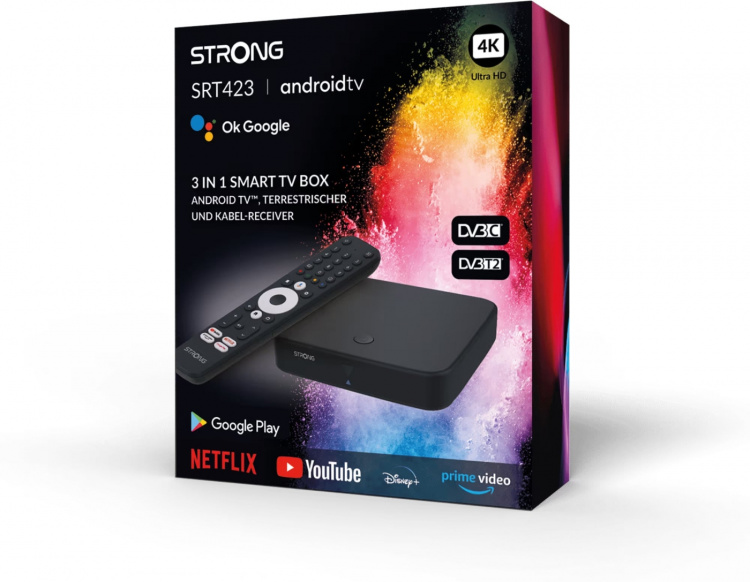 Strong SRT423 4K + DVB-T2/C Wi-Fi 4K Android TV mediatoistin/digiboksi