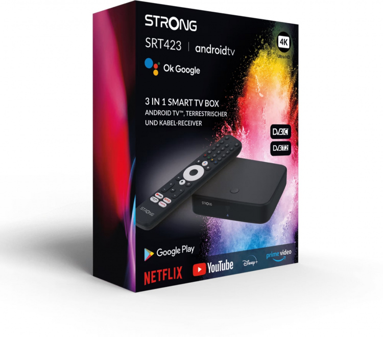 Strong SRT423 4K + DVB-T2/C Wi-Fi 4K Android TV mediatoistin/digiboksi