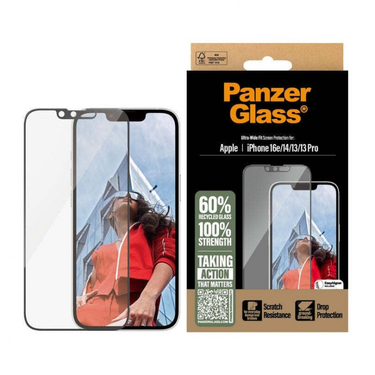 PanzerGlass Ultra Wide Fit panssarilasi, iPhone 16e / 14 / 13 / 13 Pro