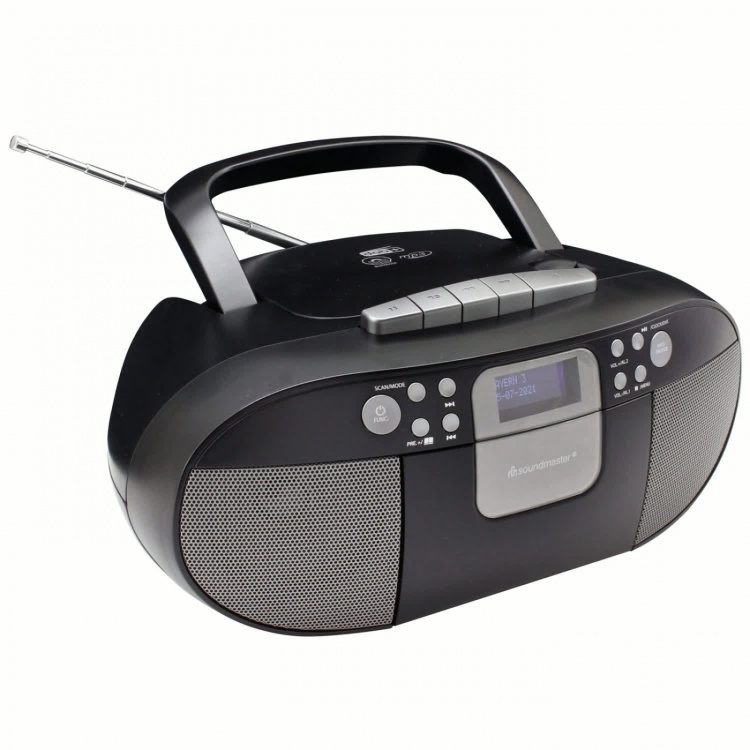 Soundmaster Boombox CD/MP3 DAB+/FM-radio Kassett USB SCD7800SW Svart/Grå
