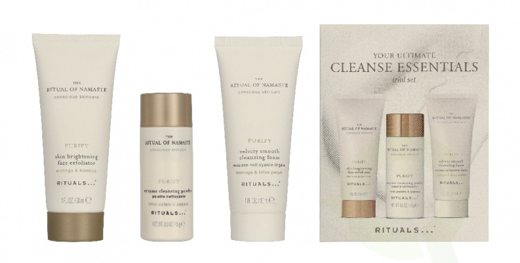 Rituals Namaste Set 75 ml Skin Brightening Face Exfoliator 30ml/Velvety Smooth Cleansing Foam 30ml/Enzyme Cleansing Powder 15gr