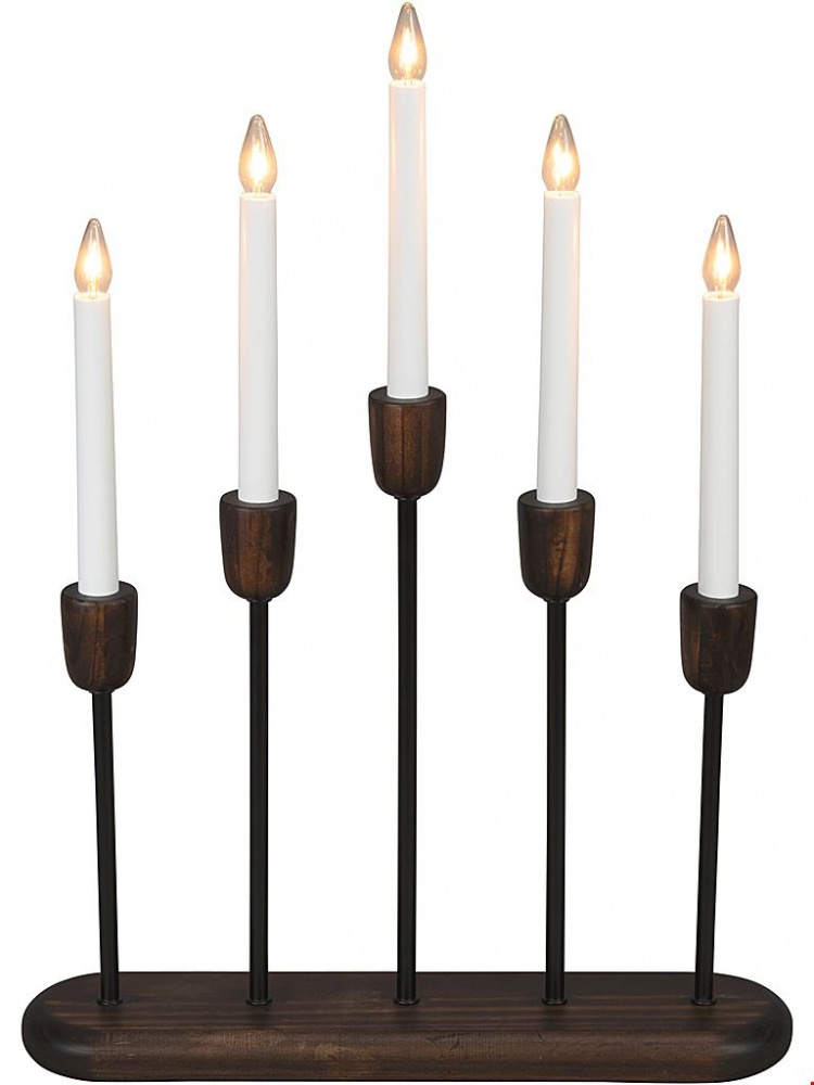 Konstsmide Elljusstake 5-arm 3939-670 Svart/valnöt 5 LED Konstsmide