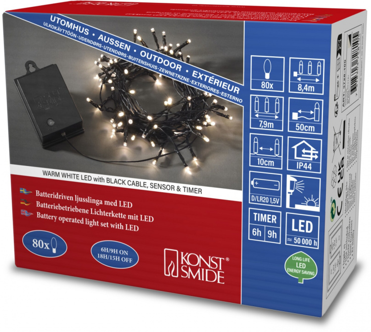 Konstsmide Ljusslinga 80 varmvita 3728-100 LED Konstsmide